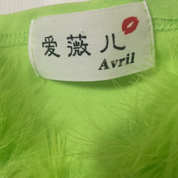 Neon Green tank top with feathers - Picture 2 of 2